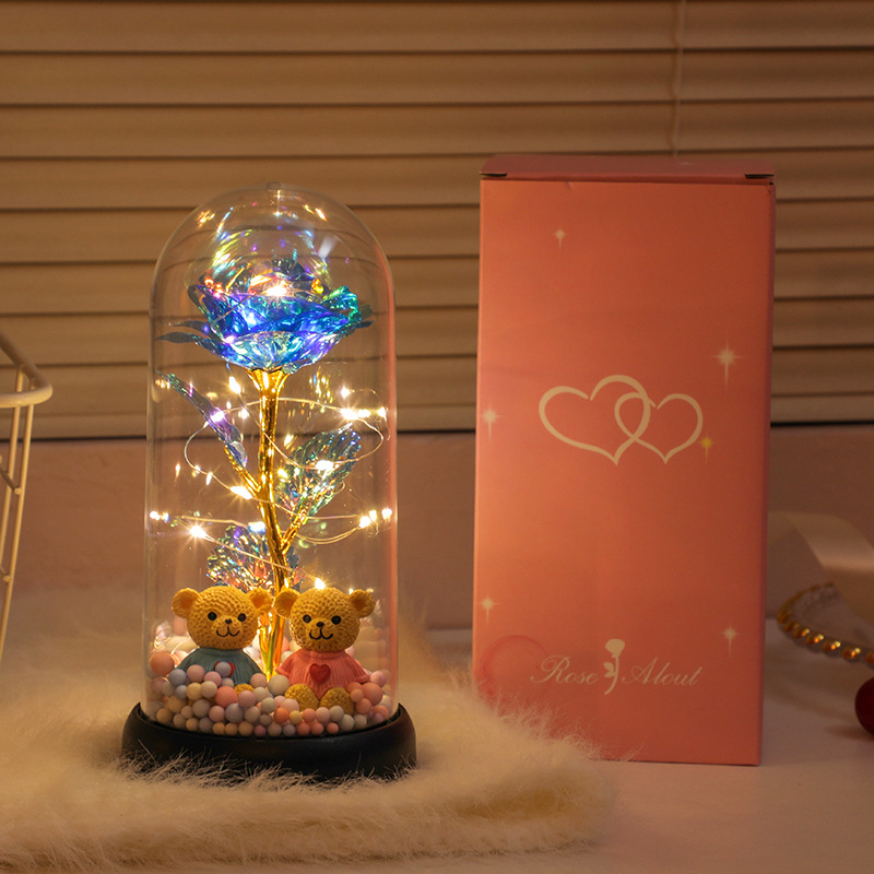 Picture of Immortal bouquet rose night light ornament bedroom decoration birthday gift for girlfriend girl children student Qixi Festival