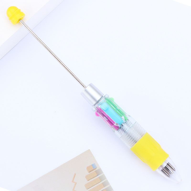 Picture of Factory Direct four-color beaded pen DIY multi-color refill ballpoint pen key mark press plastic gift pen