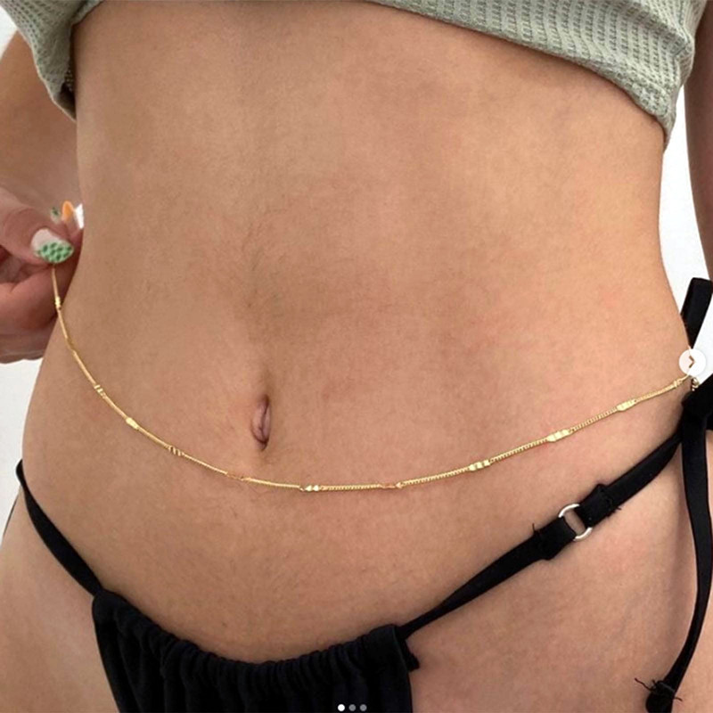 European and American cross-border jewelry fashion single-layer metal chain ladies waist chain fashion sexy simple body chain wholesale