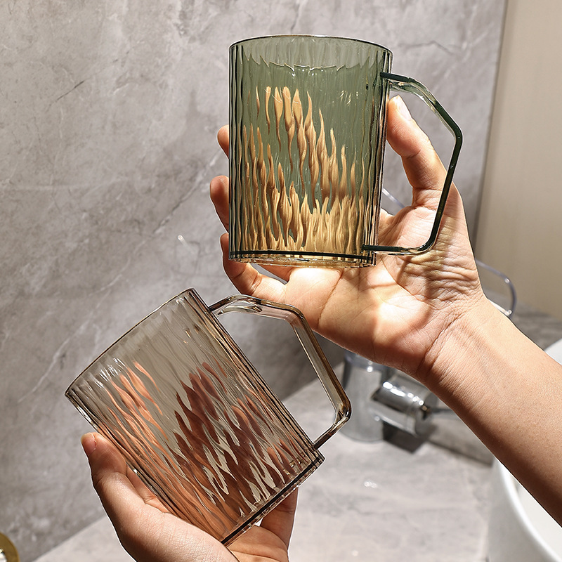 Picture of Wave Pattern Mouthwash Cup, Simple and Light Luxury Style, High-Looking Diamond Pattern Toothbrushing Cup, Couple Home Student Plastic Tooth Cup