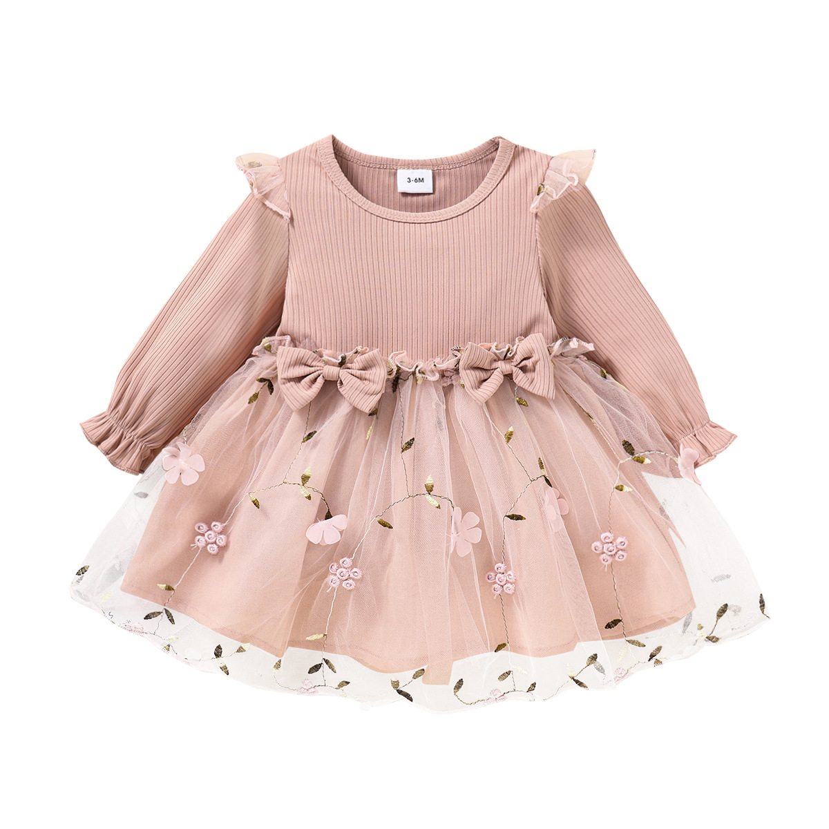 Picture of Children's clothing spring and autumn new European and American children's clothing mesh baby baby girl long sleeve dress children's skirt