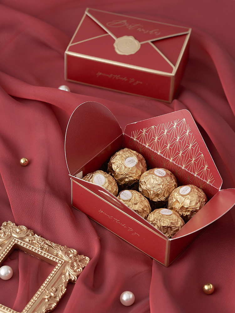 Picture of New Creative ins Style Retro European Style Red Wedding Candy Box Gift Box Envelope Paper Box Candy Box