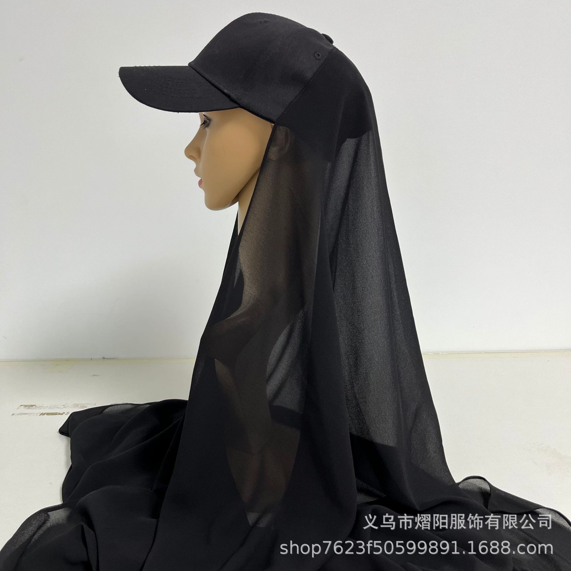 Spring and Summer Thin Casual Headscarf Sunscreen Cover Cross-border Fashion High Quality Chiffon Long Scarf Baseball Cap One-piece Scarf