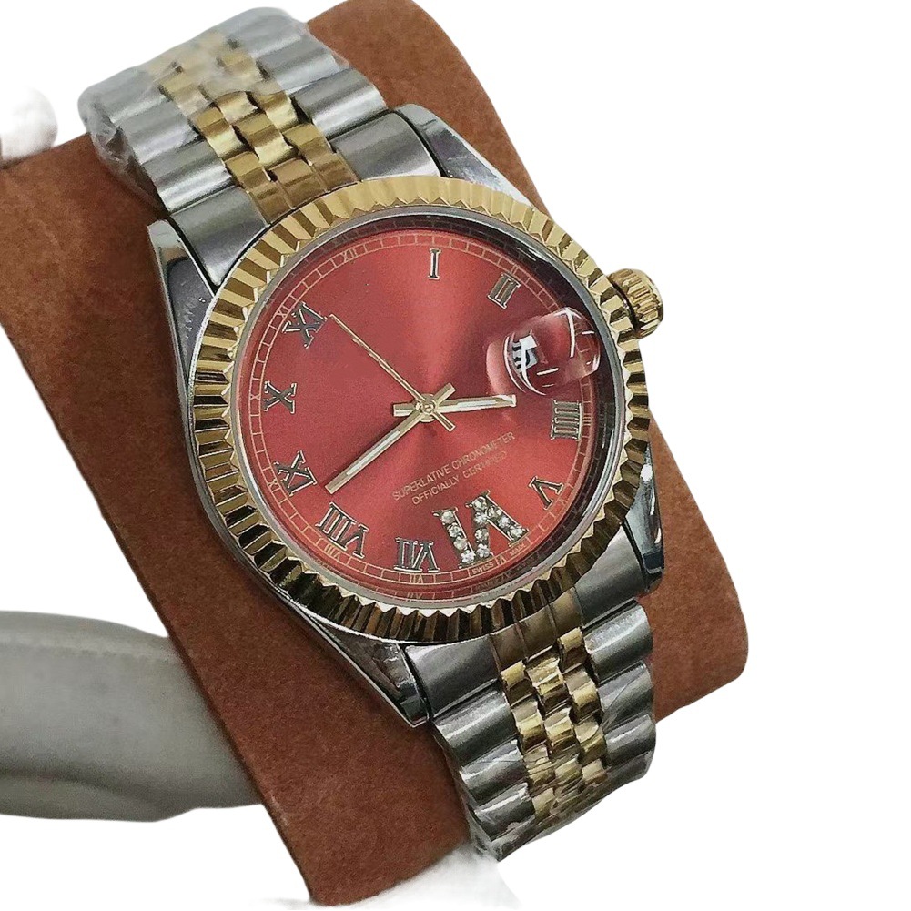 Diary Series Watch Men's Roman Figure Gold Steel Band Calendar Quartz Watch 36mm Men's Watch Danny Road Watch