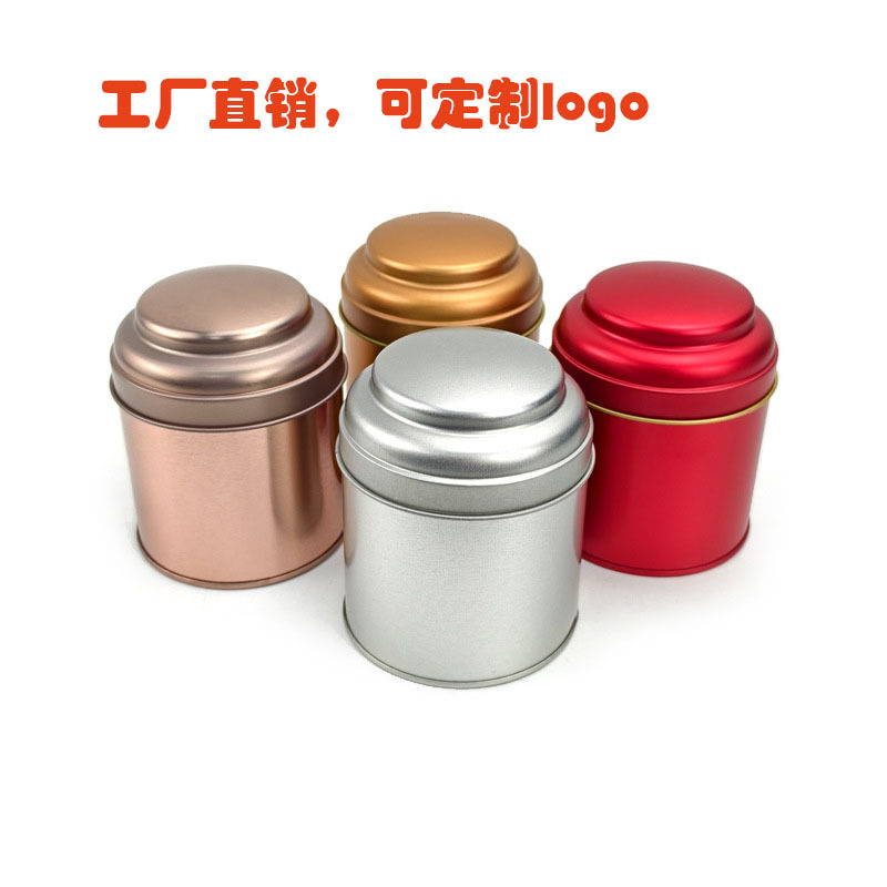 Ready-Made Tea Cans, Round Hat Lid Iron Cans, Pointed Top Round Metal Cans, 50g Convex Lid Tea Tin Cans