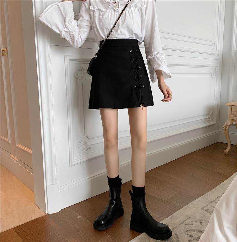 Picture of 2022 Summer New Arrival Strap Irregular Skirt Women's Autumn High Waist Anti-slip Skirt Black A- line Hip Skirt