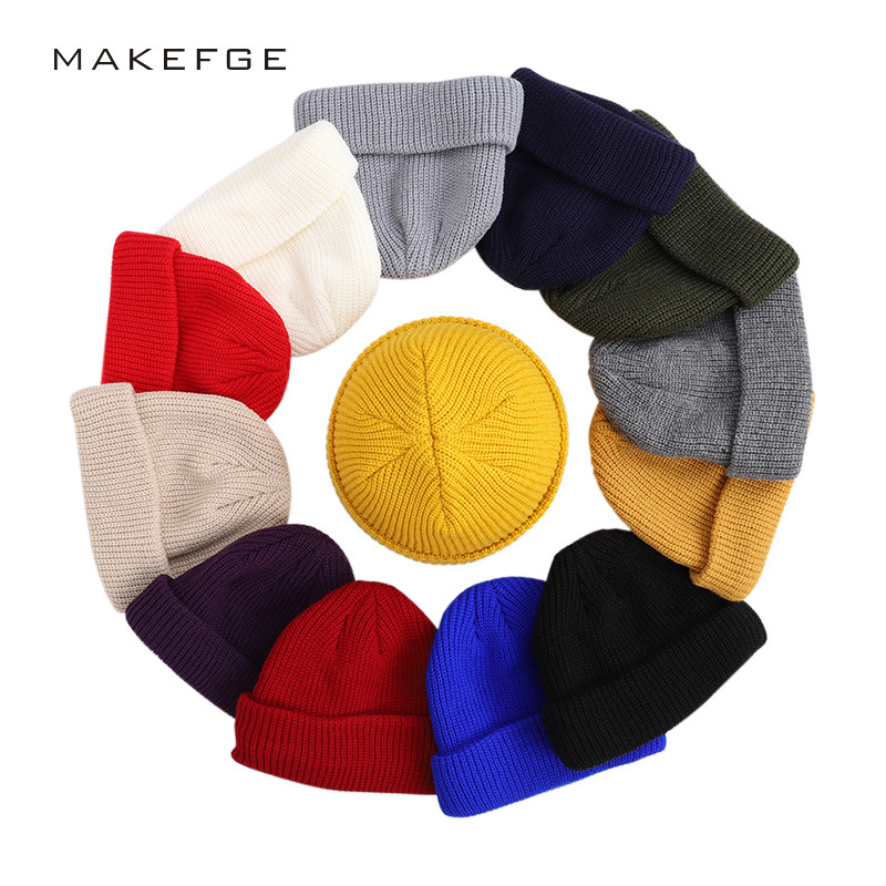 Picture of 2020 Cold Hat Men's Melon Hat Winter Women's Autumn and Winter Solid Color Watermelon Knitted Wool Hat Pullover Ski Hat