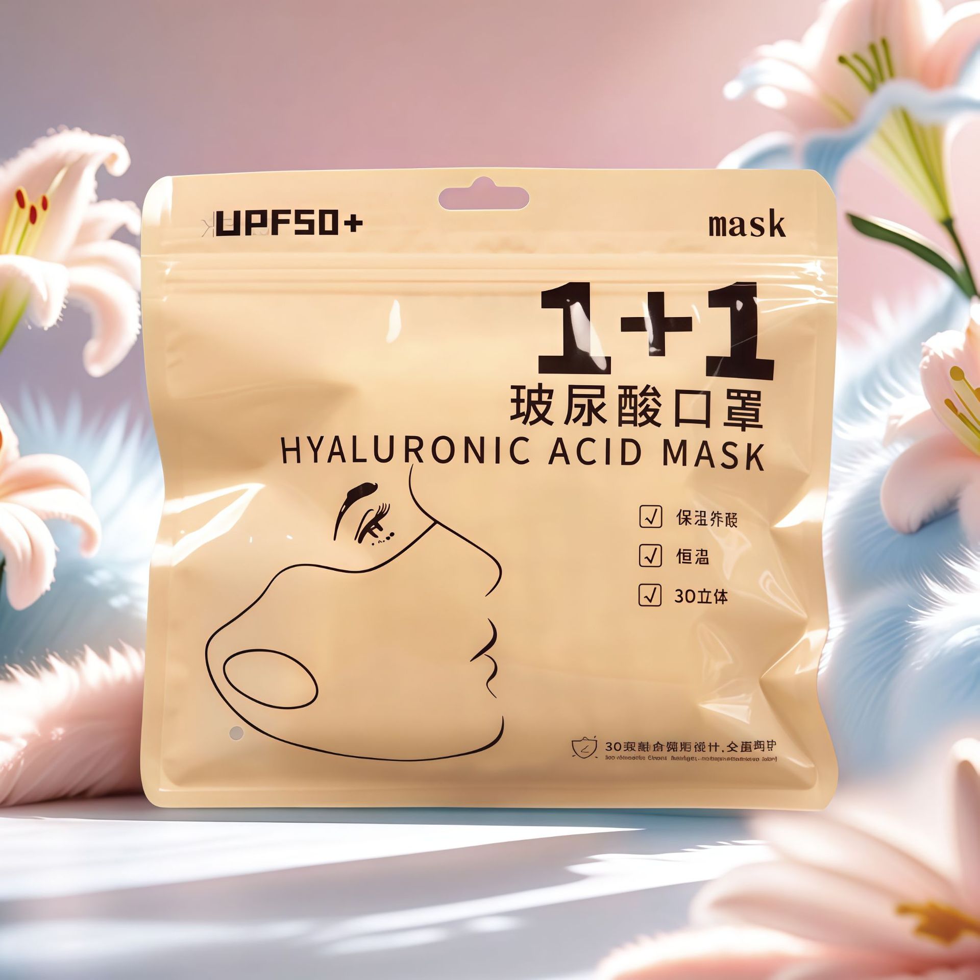 Hyaluronic Acid Mask Packaging Bag 3D Stereo Mask Self-sealing Bag UPF50 Sunscreen Mask Transparent Bag in stock