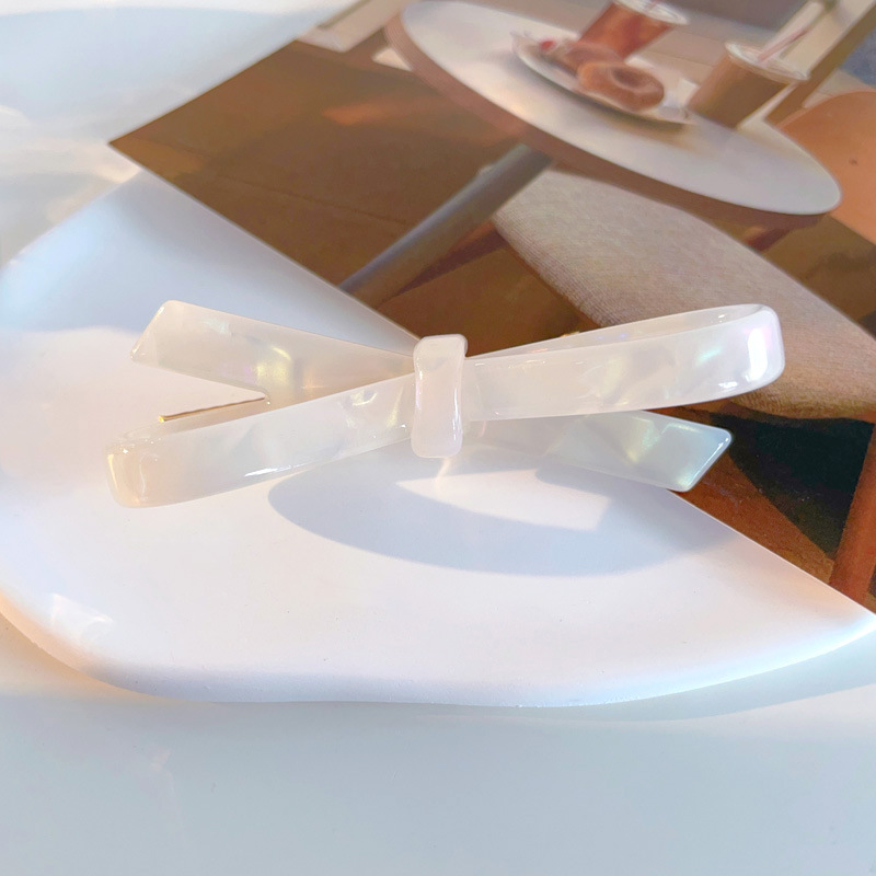 Picture of French Classic Bow Hairpin Acetic Acid Fresh Girl's Side Bangs Clip Cross Hollow Bow Tie Hairpin