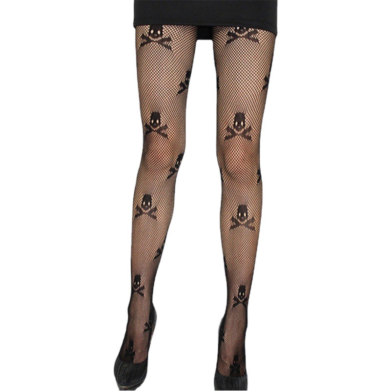 European and American sexy stockings mesh stockings pantyhose hollow letters moon pattern black and white stitch net stockings rhinestone socks