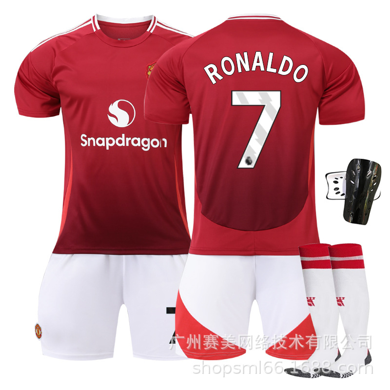 Picture of 2425 Red Devils main jersey suit 10 Rashford 17 Garnacho 37 Menou B Fermount children's football uniform