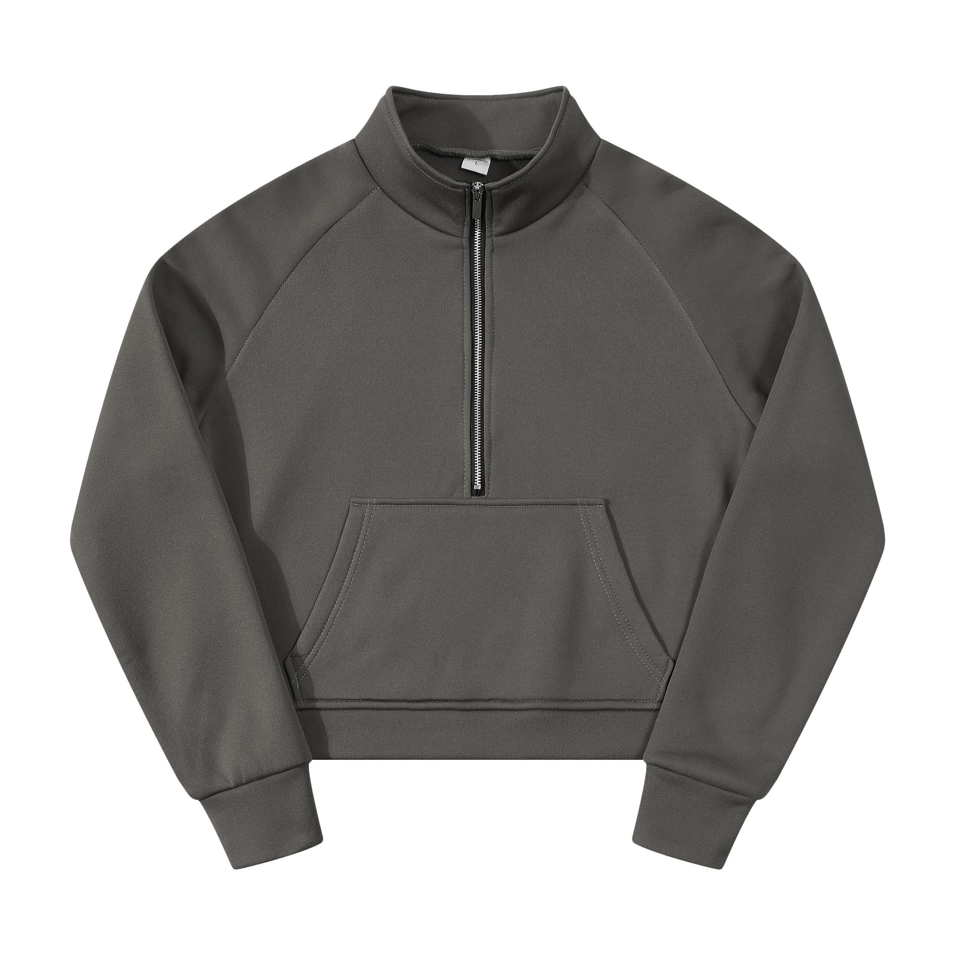 Picture of Foreign Trade European and American Raglan Sleeve Sweater Women's Autumn and Winter Fleece Loose Jacket Semi-Zipper Shirt with Vertical Collar Foreign Trade Long Sleeve Sweater