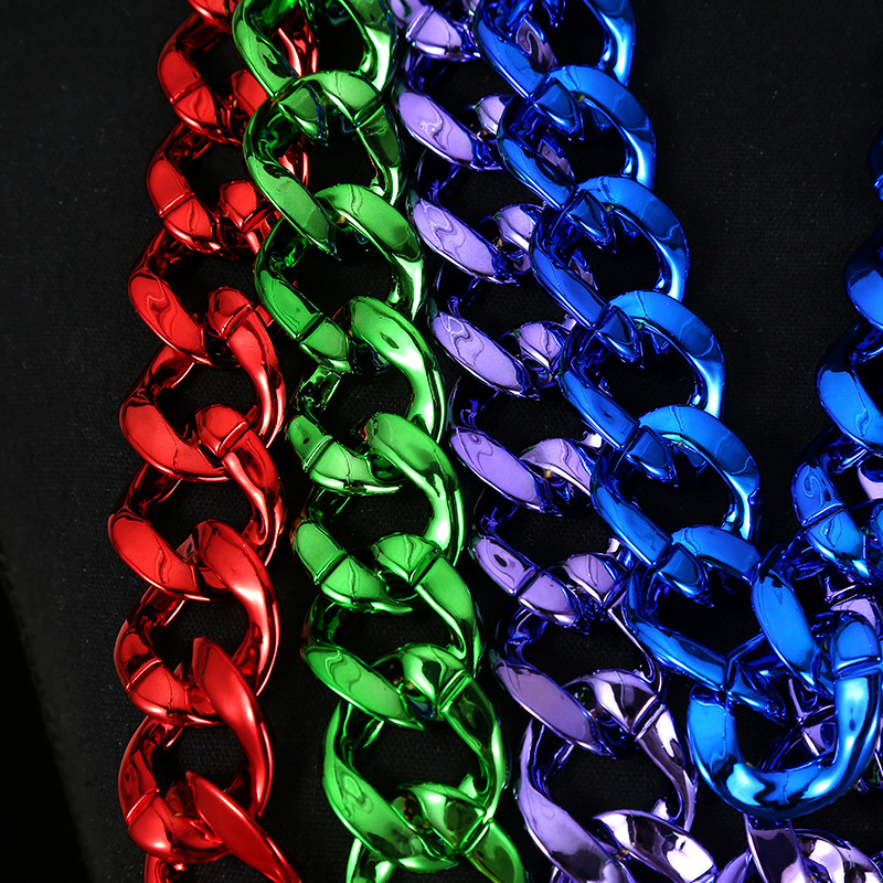 Picture of Fashionable and Atmospheric Simulated Gold High-End Exaggerated Chain Multi-Color Personalized Hip-Hop Photo Performance Props Manufacturer Wholesale