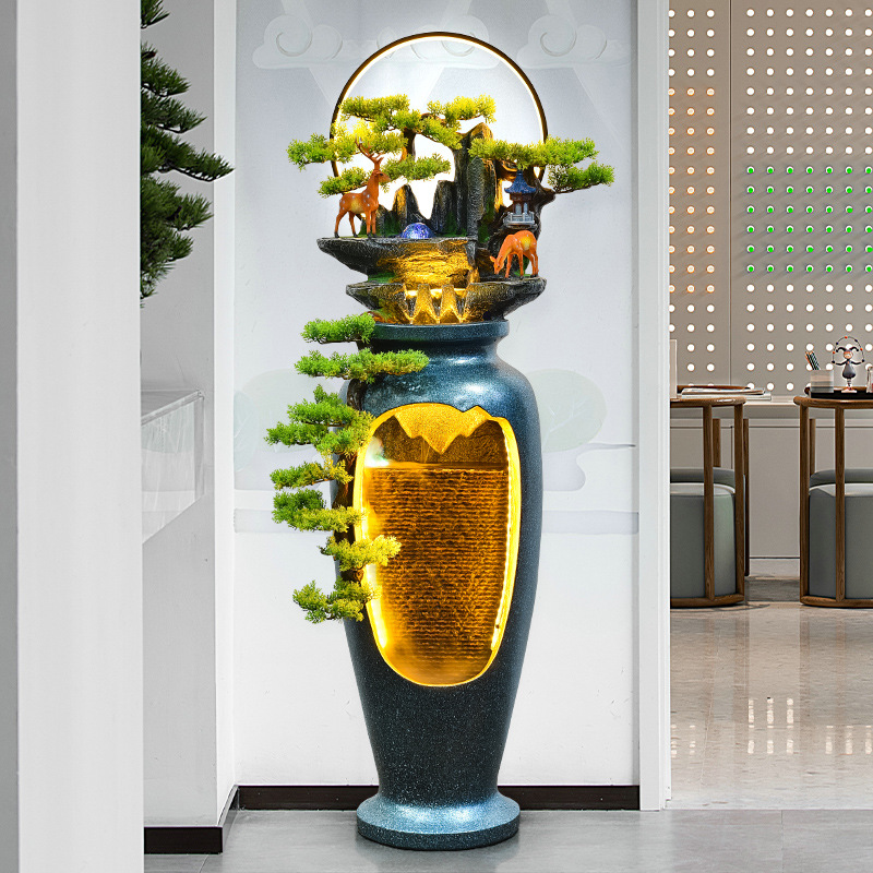 Water curtain wall rockery circulating water fountain screen partition courtyard office living room fortune decoration landscape decoration