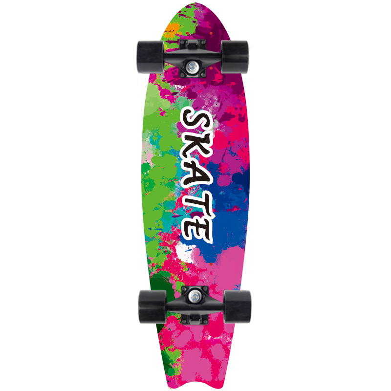 Picture of 28 inch maple small fish Board children Brush Street road beginners four-wheel skateboard single rocker skateboard