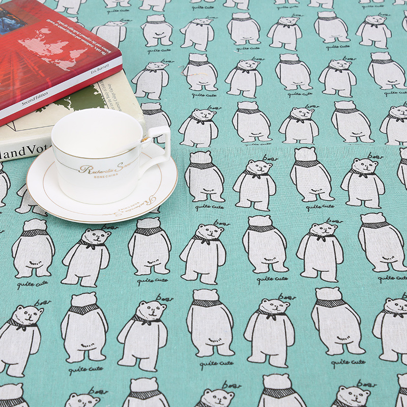 Picture of Wholesale curtain background cloth animal pattern small fish small panda rabbit cotton linen fabric factory in stock