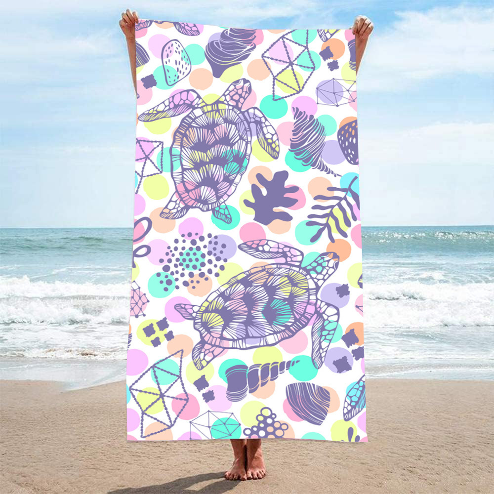 Picture of Cross-border microfiber double-sided velvet beach towel custom LOGO digital printing large bath towel rectangular thick towel