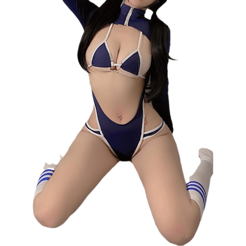 New Student Sweet Swimsuit Sexy Lingerie Uniform Temptation Passionate Hot Open-Crotch No Need to Take Off