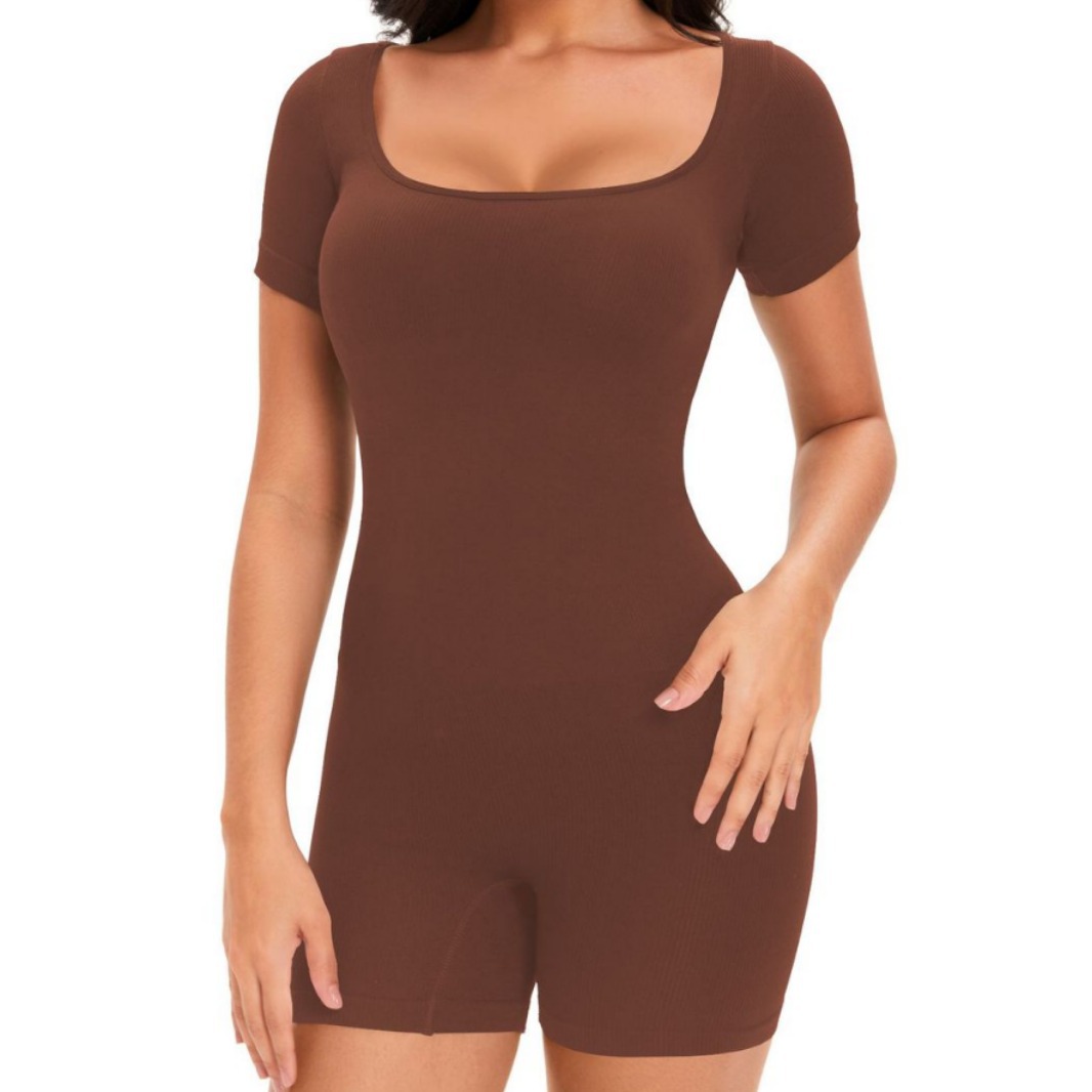 Picture of European and American Cross-border Short-sleeved Body Shaping Clothes Seamless Hip-lifting Belly Shaping Clothes Yoga Pants Flat-angle Base Body Shaping Clothes