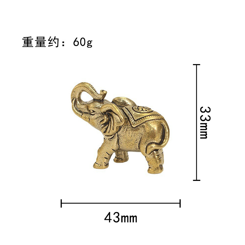 Picture of Solid brass elephant lucky elephant decoration Mini Copper Elephant Home Study Office desktop tea pet decoration crafts