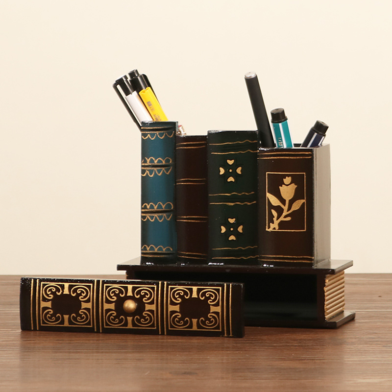 Picture of Cross-border Retro Personalized Pen Holder European-style Creative Storage Box Office Desktop Decorations Ornaments Crafts Gifts