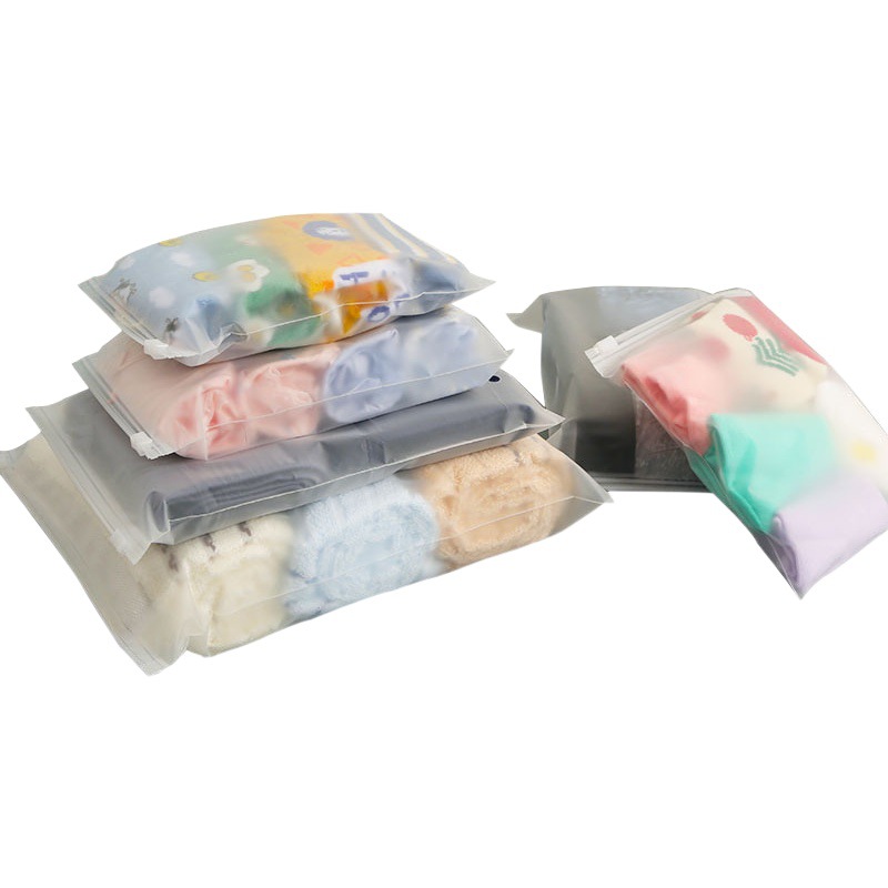 Frosted Zipper Bag Plastic Bag Self-sealing Bag Underwear Garment Bag Transparent Packaging Storage Bag Socks Sealed Zipper Bag
