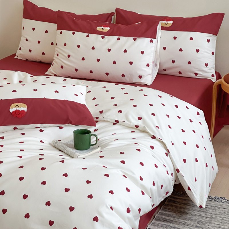 Cotton Four-piece Set Cotton 2025 New Style Bedding Girl's Quilt Cover Bed Sheet Student Dormitory Three-piece Set Bed Cover