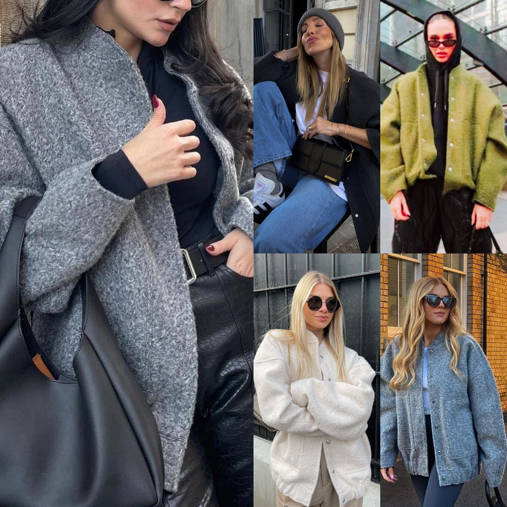 Picture of 2025 cross-border European and American new women's casual color stand collar single breasted large pocket loose and comfortable long sleeve coat