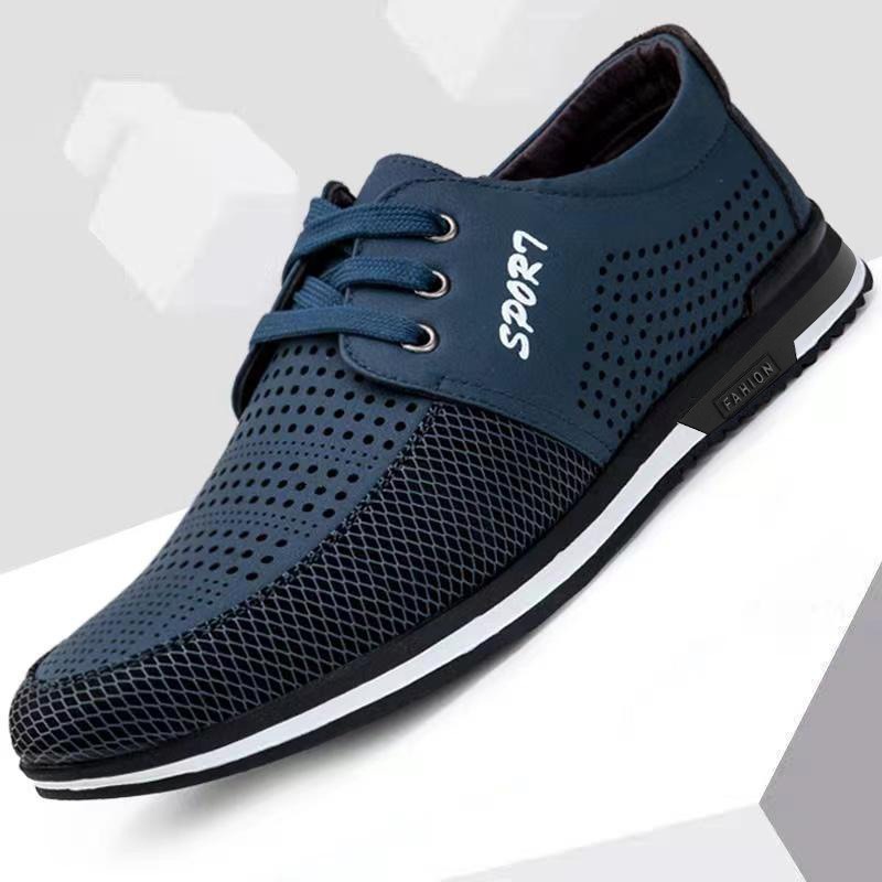 Men's Youth Work Shoes Men's Leather Shoes Spring and Summer New Korean Fashionable Business Casual Shoes Mesh Breathable Men's Shoes