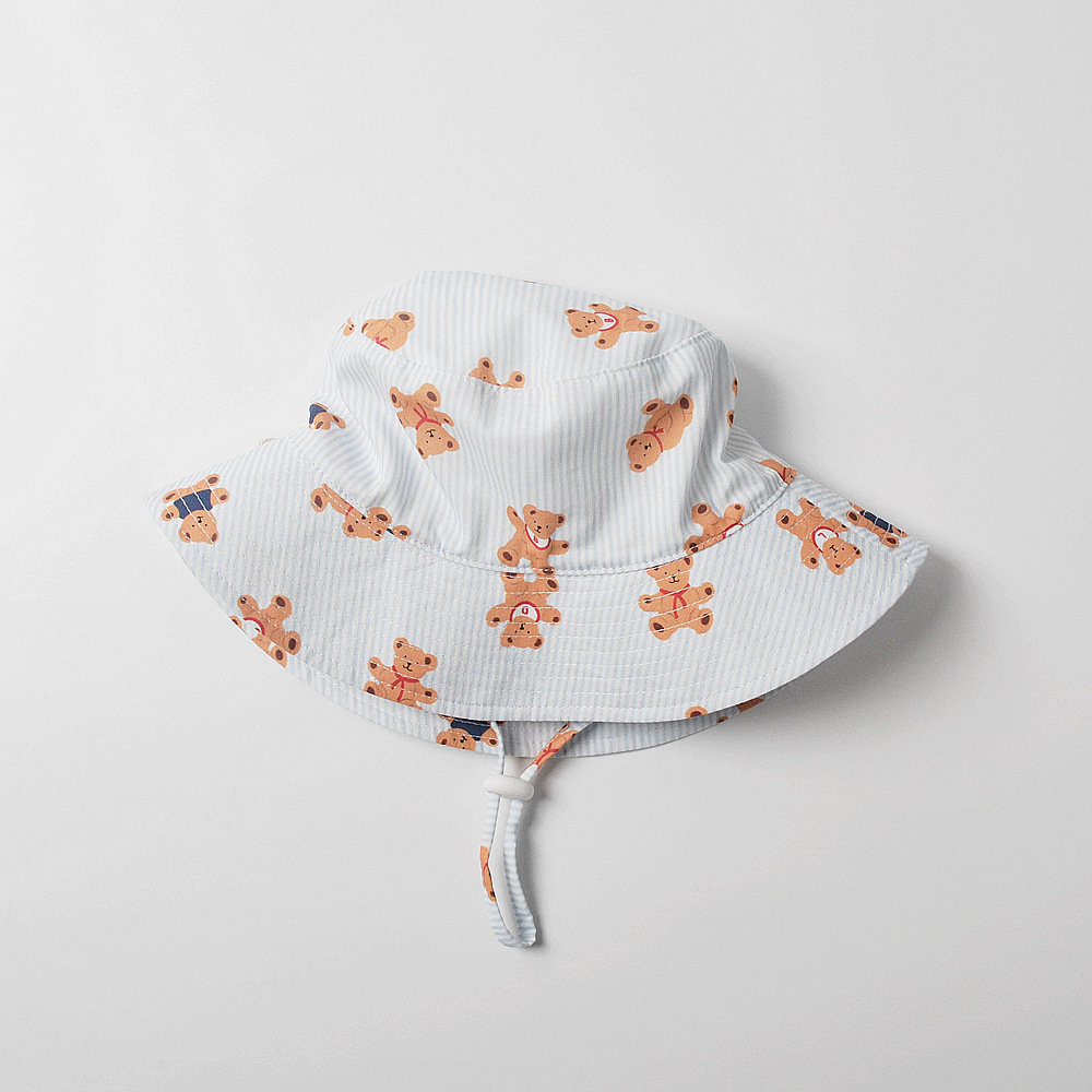 Picture of moinmlon Korean Spring and Summer New Children's Sun Hat Baby Cotton Breathable Sunshade Fisherman Hat Bear