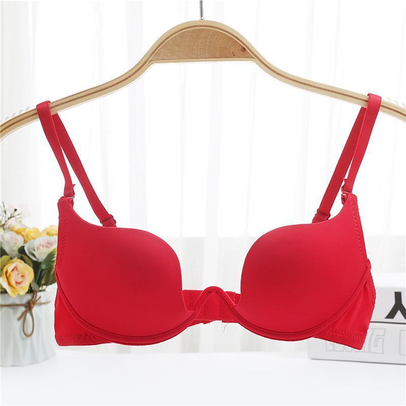 Picture of Invisible Gloss Small Chest Push-Up Bra Women's U-Shaped Wedding Dress Sexy Deep V Girl's Backless Neck Bra Underwear