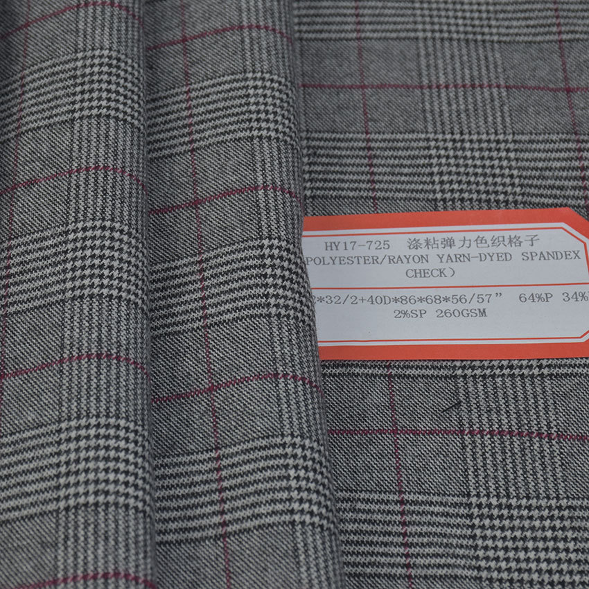 Picture of Yarn-dyed polyester viscose fabric yarn-dyed polyester viscose plaid trousers tr yarn-dyed fabric yarn-dyed stretch fabric striped plaid fabric