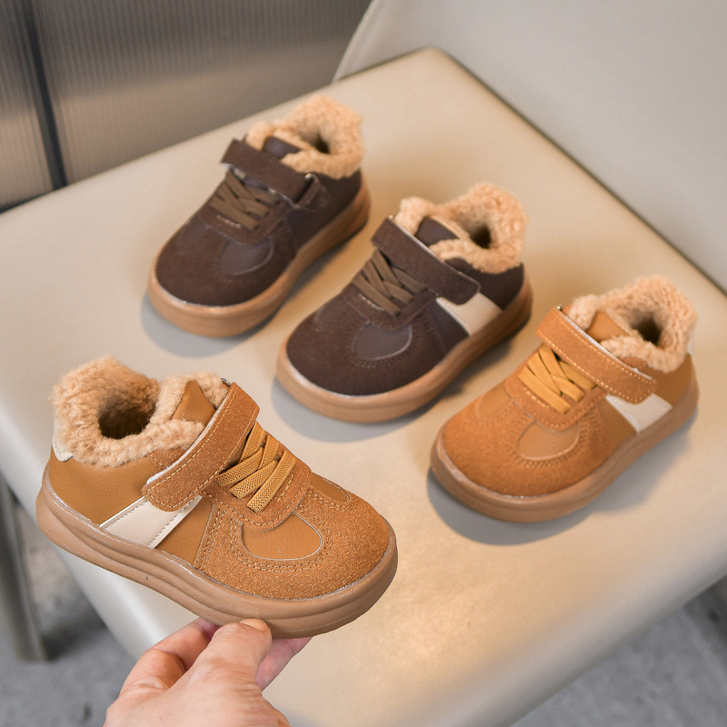 Boys and Girls Cotton Shoes Autumn and Winter 2025 New Sports Shoes Boys Fleece-Lined Lamb Wool Children's Shoes Girls Large Cotton Sneakers