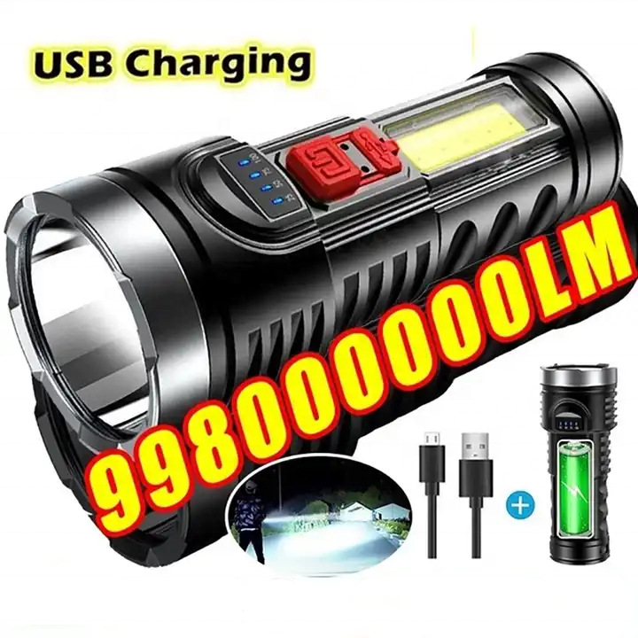 Flashlight USB rechargeable strong light remote outdoor household multi-functional portable mini flashlight with COB side light