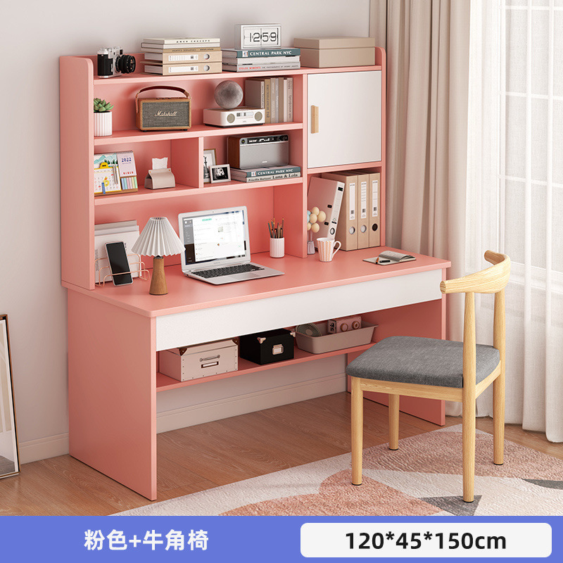 Picture of Student home study desk, children's desk, bookshelf combination table and chair set, simple bedroom, children's writing desk