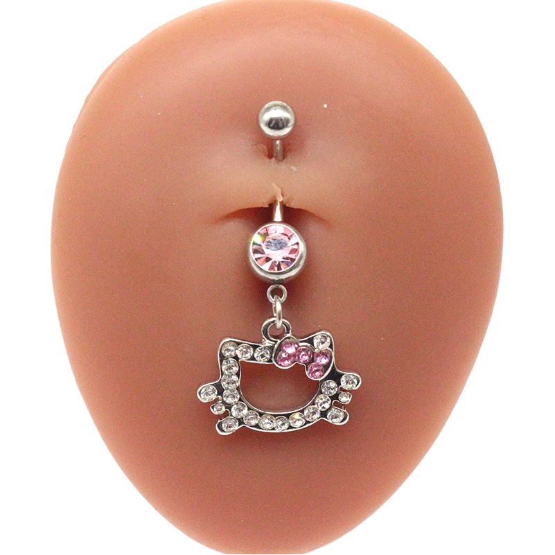 European and American Cross-Border Butterfly Diamond Navel Ring Heart-Shaped Cat Head Rabbit Crown Navel Nail Set Body Piercing Jewelry