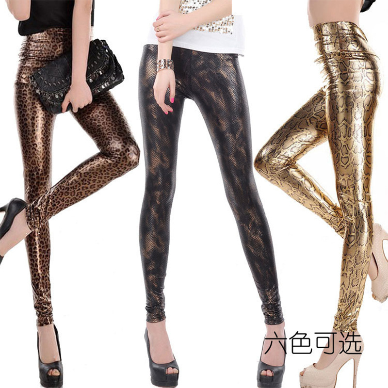Picture of Korean Fashion Slim Pants Leopard-print Sexy Snake-print Ankle-length Pants Slim-fit High Waist Leggings