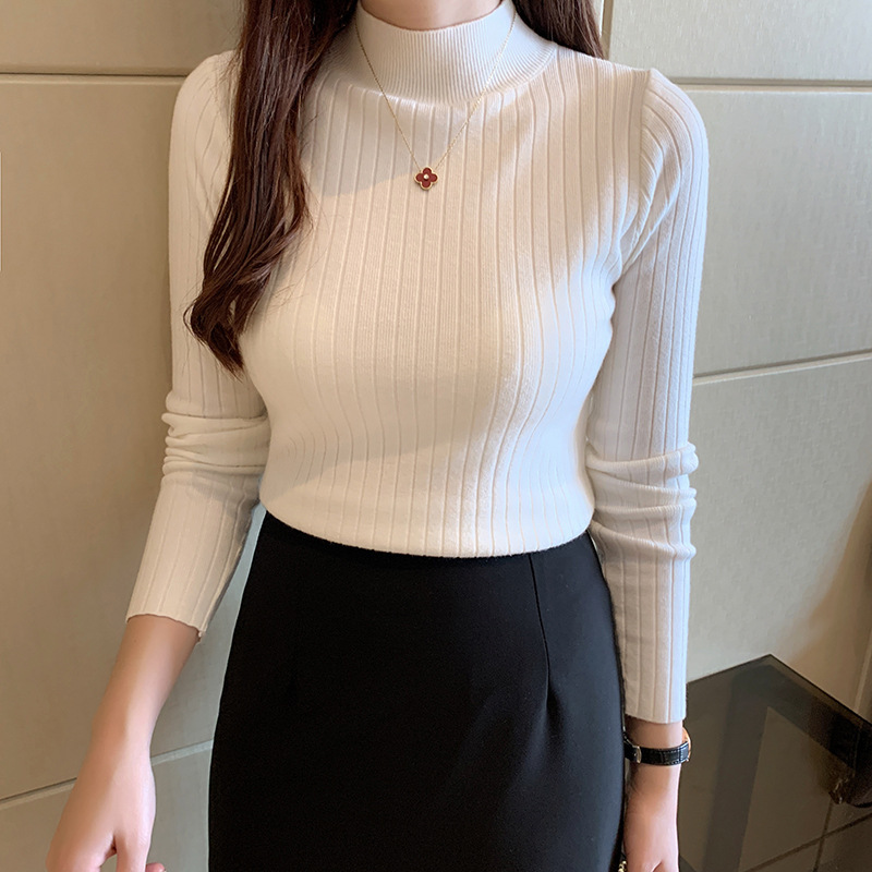 Picture of Half Turtleneck Bottoming Shirt for Women with Thin Inner Wear 2024 Autumn and Winter New Style Short Knitwear Long-Sleeved Knitwear Top