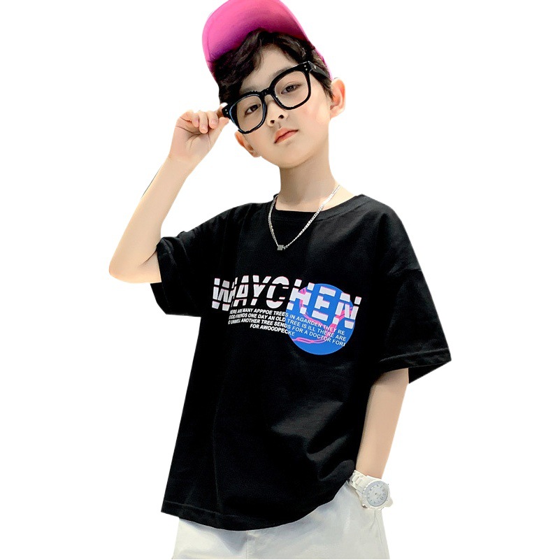 Boys Short-sleeved T-shirt Summer 2023 New Children's Summer Thin T-shirt Children's clothing Handsome Tiger Top