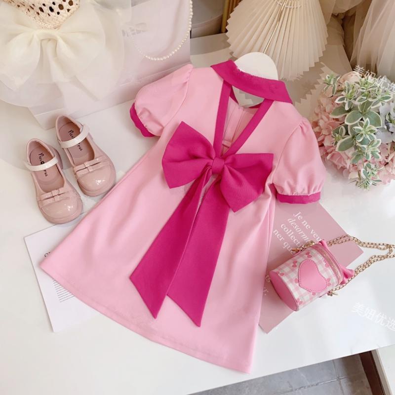 Girl's dress Summer 2025 New Arrival Fashionable Little Girl's Polo Dress Children's Stylish Bow Princess Dress
