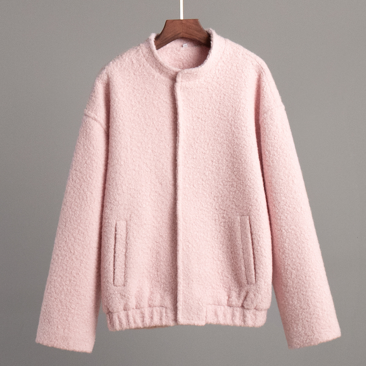 Picture of Cross-border Pink Jacket European and American 2025 Winter New Elegant Casual Collar Shoulder Sleeve Short Mao Mao Jacket