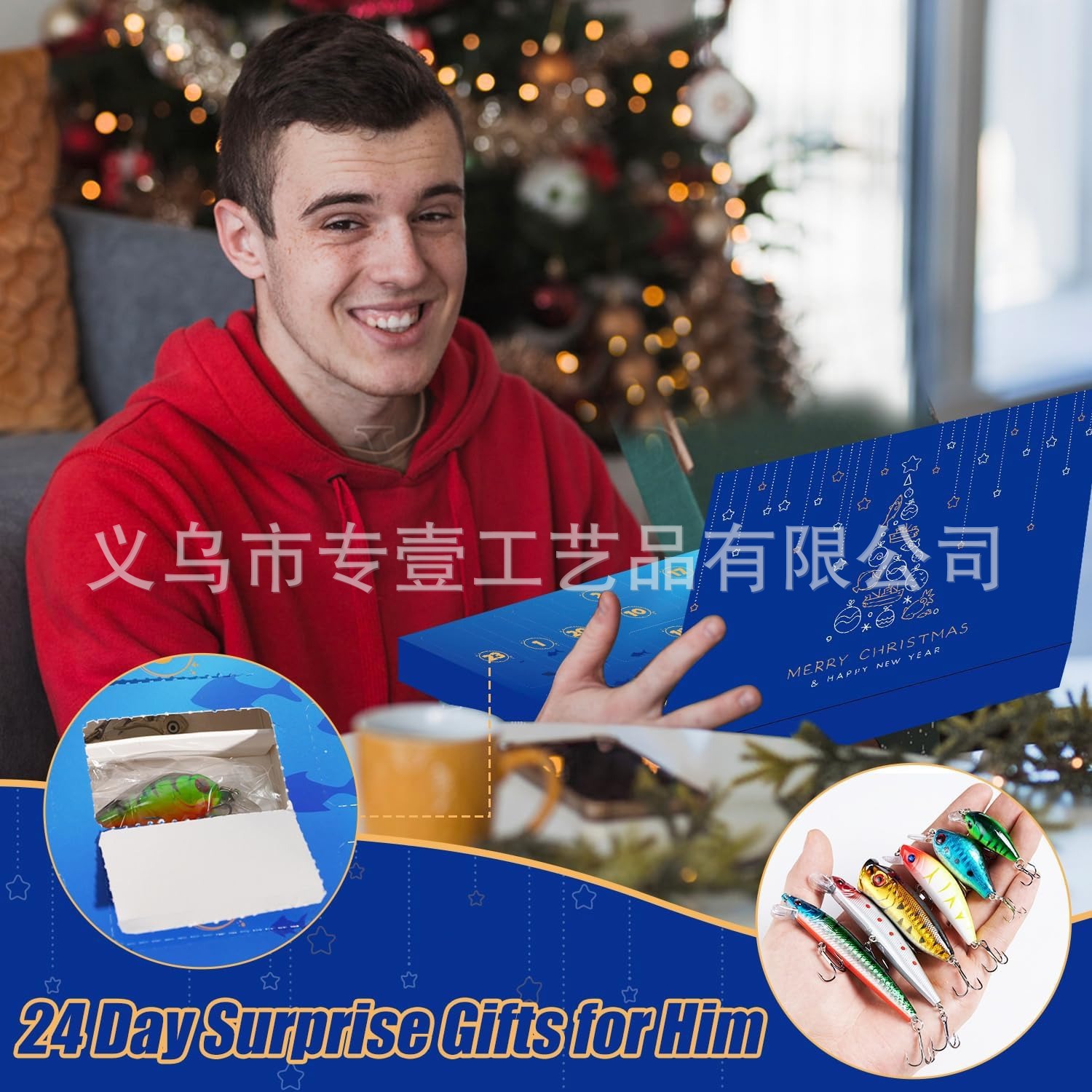 Picture of 2023 Fishing Christmas Advent Calendar Blind Box Set Creative Fishing Lover Christmas Gift Set