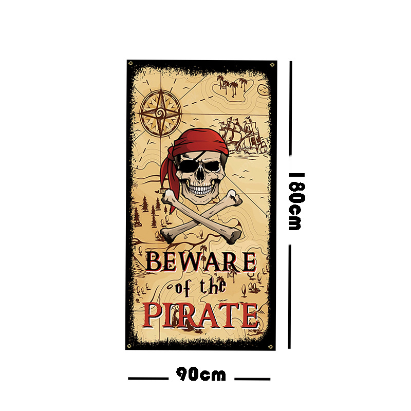 Picture of Foreign Trade Cross-border Flag Halloween Pirates Flag Indoor and Outdoor Wall Decoration Halloween Skull