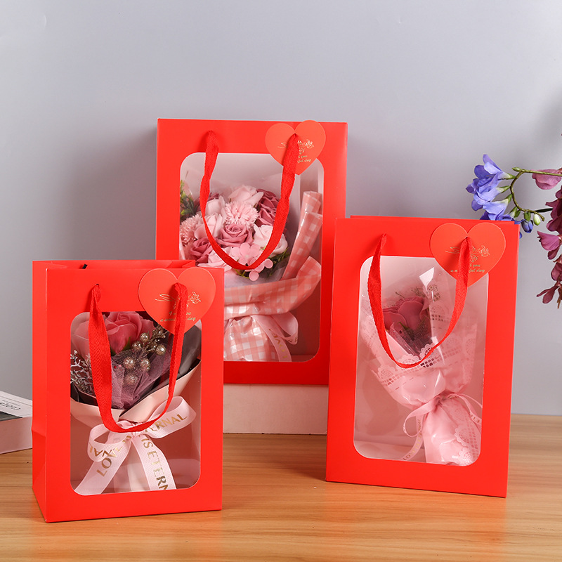 Gift Bag for Mother's Day and Women's Day, Flower Packaging Bag, Window Display Tote Bag, Cosmetics Gift Box, Ins Style