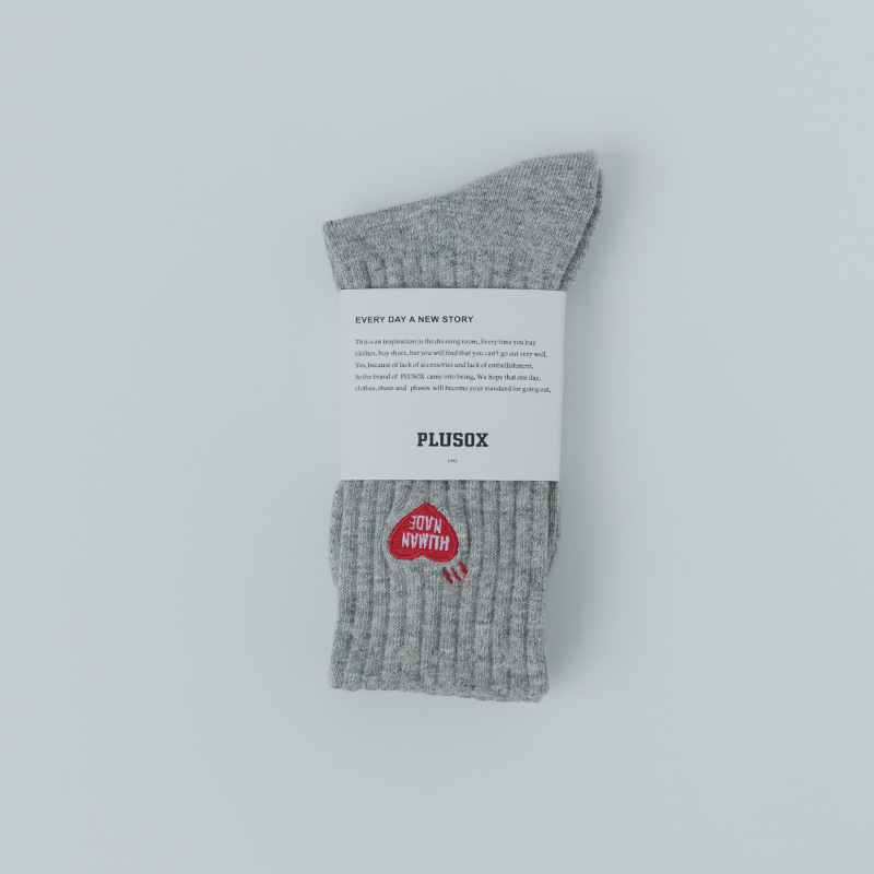 Picture of Mekki Couple Socks Thick Thread Terry Bottom Sports Socks Heart Embroidered Mid-Calf Socks Popular Socks
