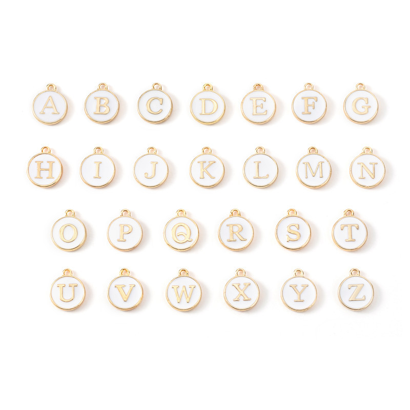 Picture of 1 diy jewelry accessories drop oil bracelet earrings small pendant drop oil 26 English letters alloy bracelet pendant