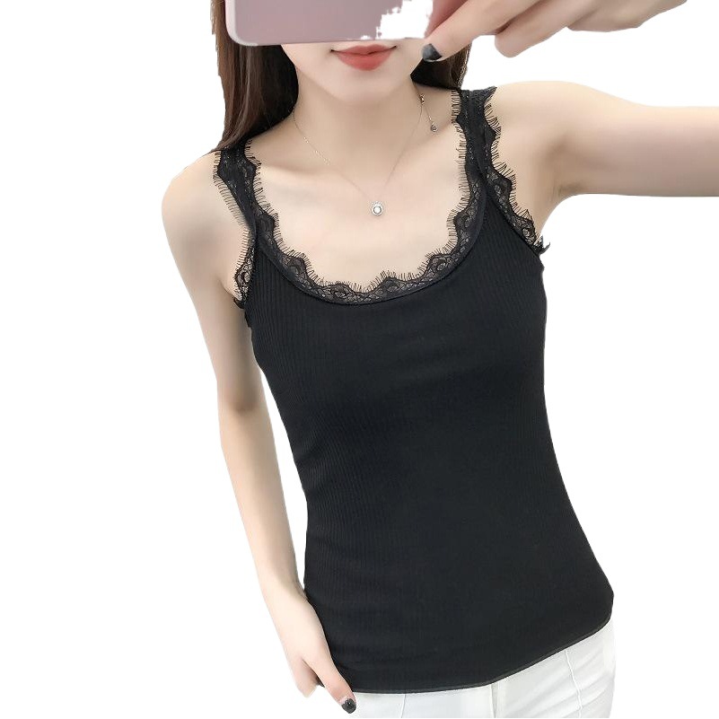 Delqi camisole women's summer thin stitching eyelash lace bottoming shirt slim top wholesale