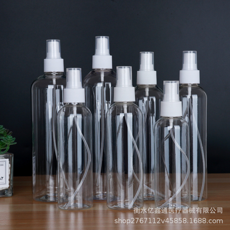 Wholesale 150ml200ml250ml ml pet transparent spray bottle small watering can alcohol plastic spray bottle sub-bottled