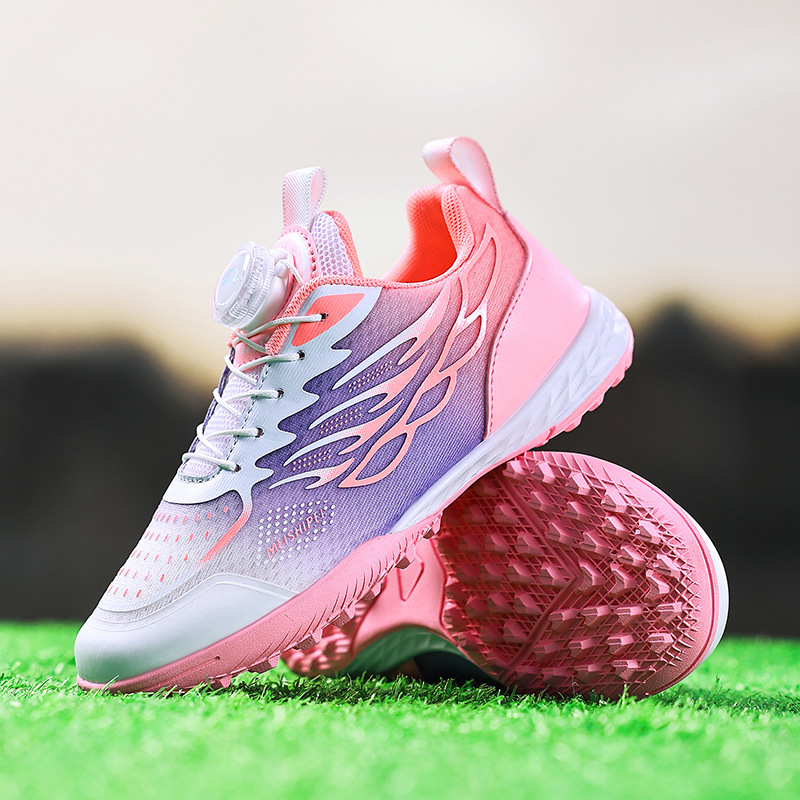 Cross-border New Children's Rotating Buckle Football Shoes for Men and Women Children Broken Nails for Students Lawn Training Competition Sports Shoes