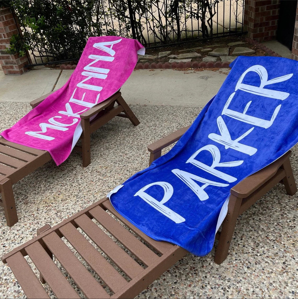 2 days name European and American 3D digital printing square beach towel microfiber bath towel custom